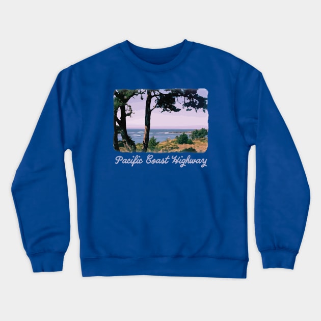 Pacific Coast Highway - Retro, Vintage Design - Beach, ocean Crewneck Sweatshirt by jdunster